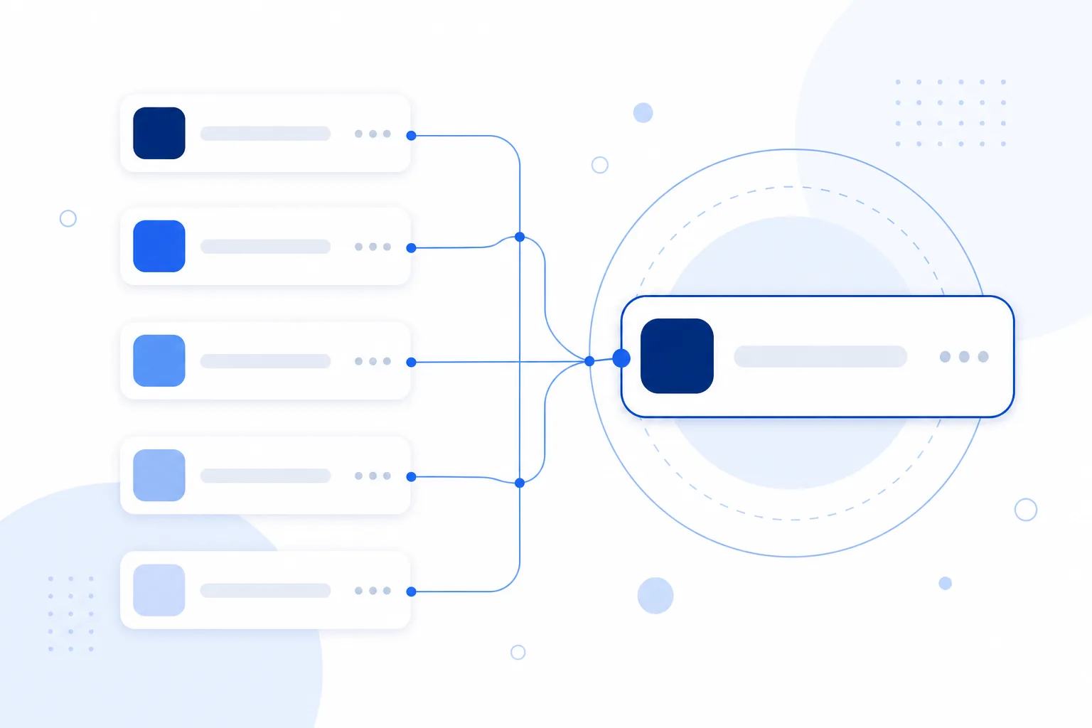 대표 URL과 중복 URL 흐름을 설명하는 B2B SaaS 개념 일러스트