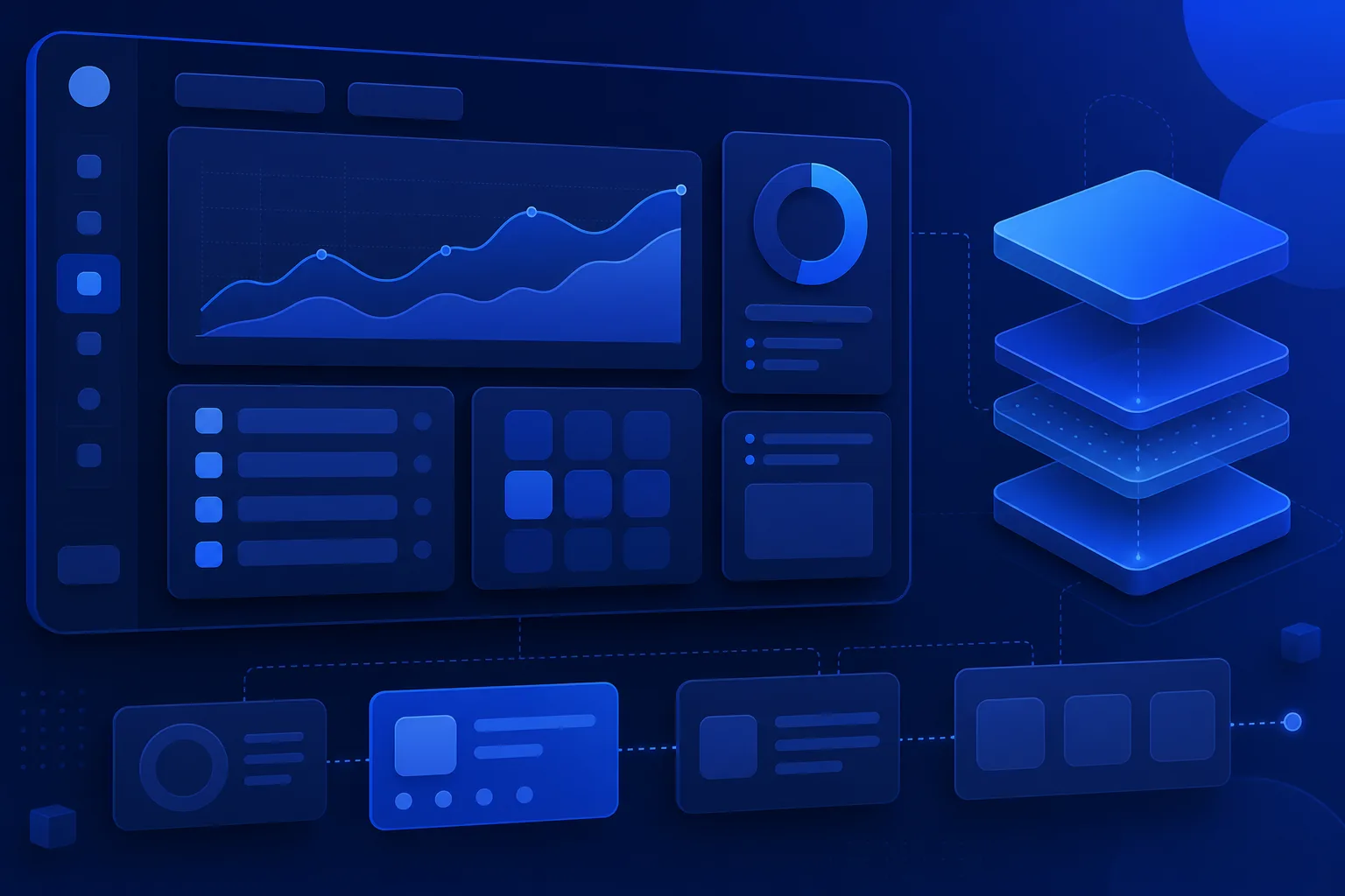 구조화 데이터를 설명하는 네이비·블루 B2B SaaS 일러스트