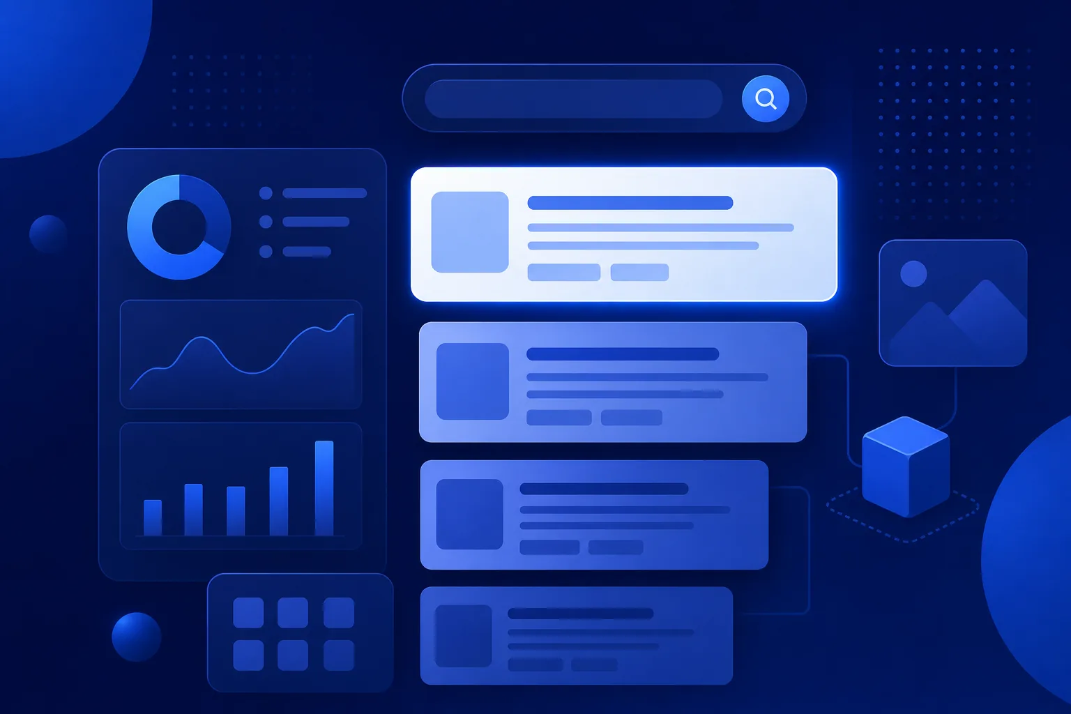 구글 SEO 제목과 메타 설명을 설명하는 B2B SaaS 개념 일러스트